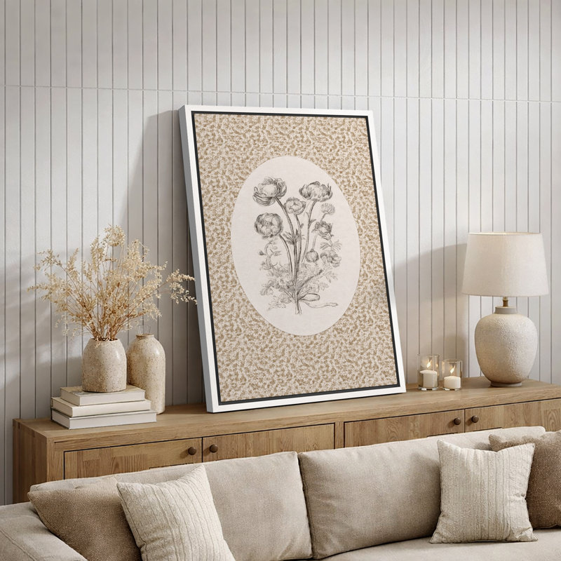 Œuvre d'art botanique rétro vintage, images de chambre à coucher, impression sur toile encadrée, H 24 po x l 16 po x P 1,5 po