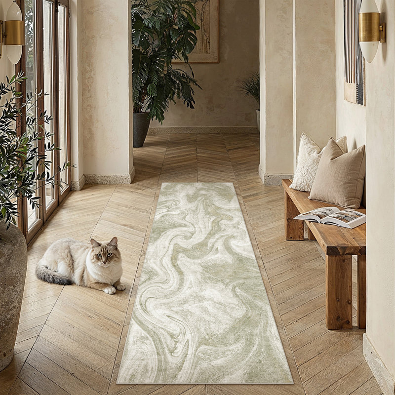 Tapis moderne de luxe moderne avec envers antidérapant, Runner 2' x 8'
