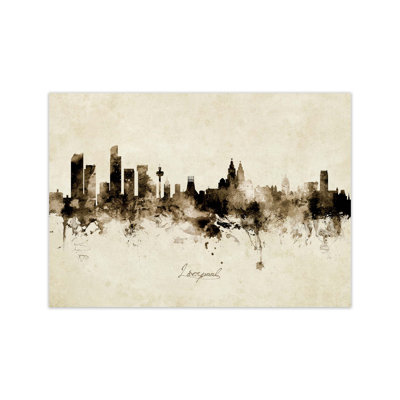 Liverpool England Skyline Vintage by Michael Tompsett - 1 Piece Wall Art
