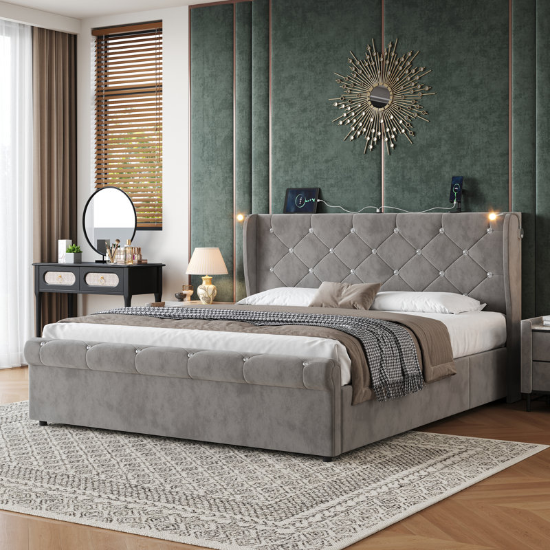 Ottoman Storage Bed, Double (4'6), Grey