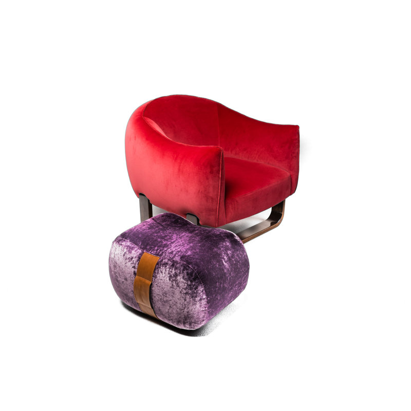 Milo Velvet Ottoman, Violet/Chesterfield Velvet