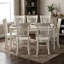 Linen White Rubberwood Rectangular 7-Piece Dining Table Set With 6 Chairs Slatted Back Wooden Seats