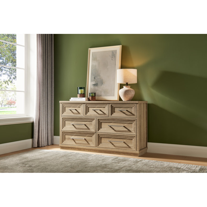 Commode 7 tiroirs pour la chambre à coucher Hewett, Naturel