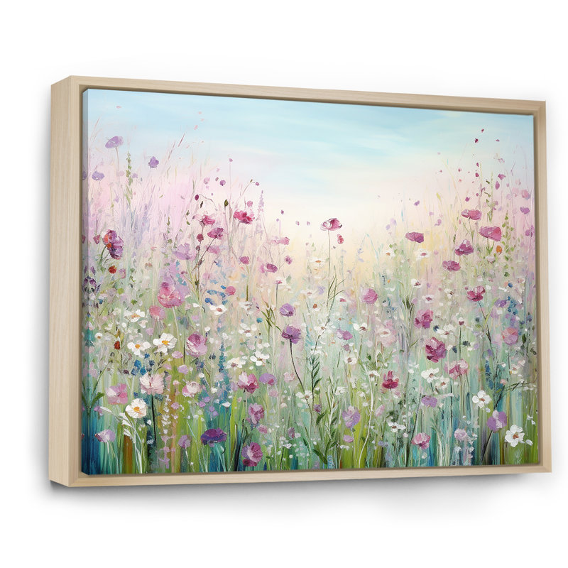 Art sur toile, "Fleurs sauvages", Reproduction avec cadre flottant, H 12 po x l 20 po, Naturel