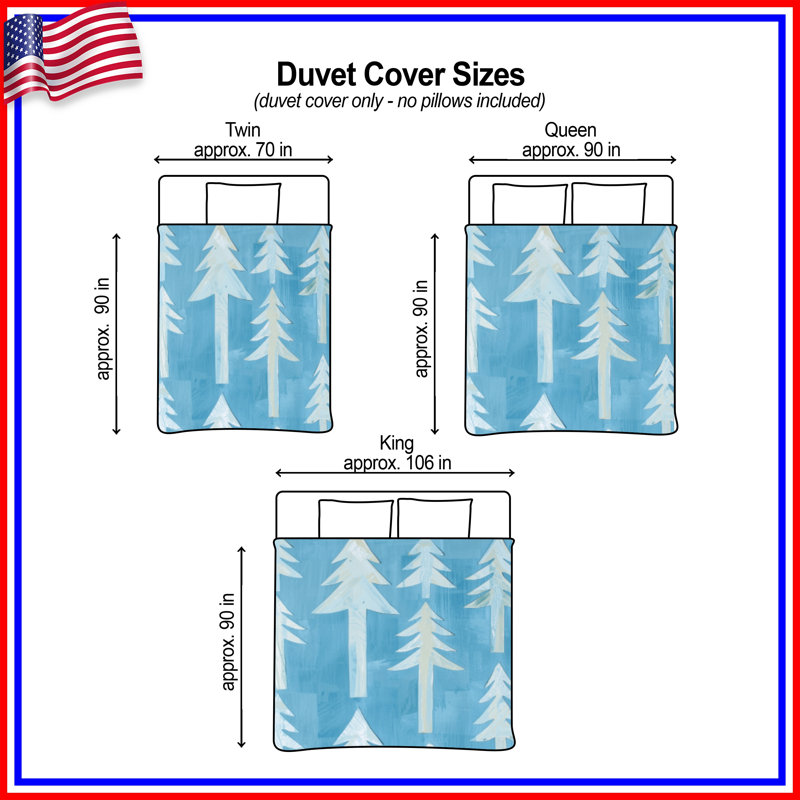 Blue Pine Trees Duvet Covers, King
