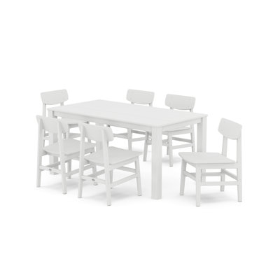 Modern Studio Urban Chair 7-Piece Parsons Table Dining Set -  POLYWOOD®, PWS2129-1-WH