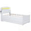 Lit plateforme simple avec tête de lit à DEL avec rangement, lit gigogne simple et 3 tiroirs