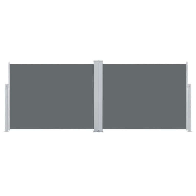 Paravent rétractable avec auvent pliant, Anthracite, H 55,1 po x l 393,7 po