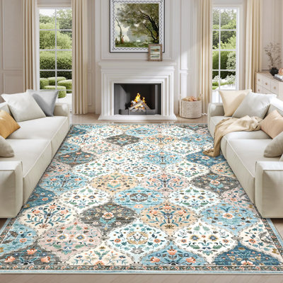 Abstract Machine Printed Area Rug