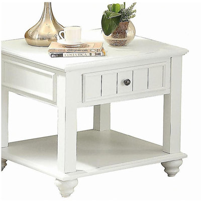 Table de bout blanche avec tablette inférieure