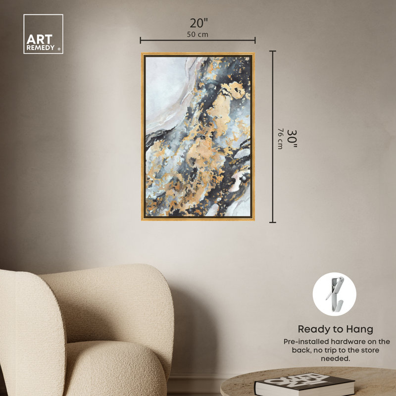 Gold Framed Abstract Canvas Wall Art, 30" x 20"