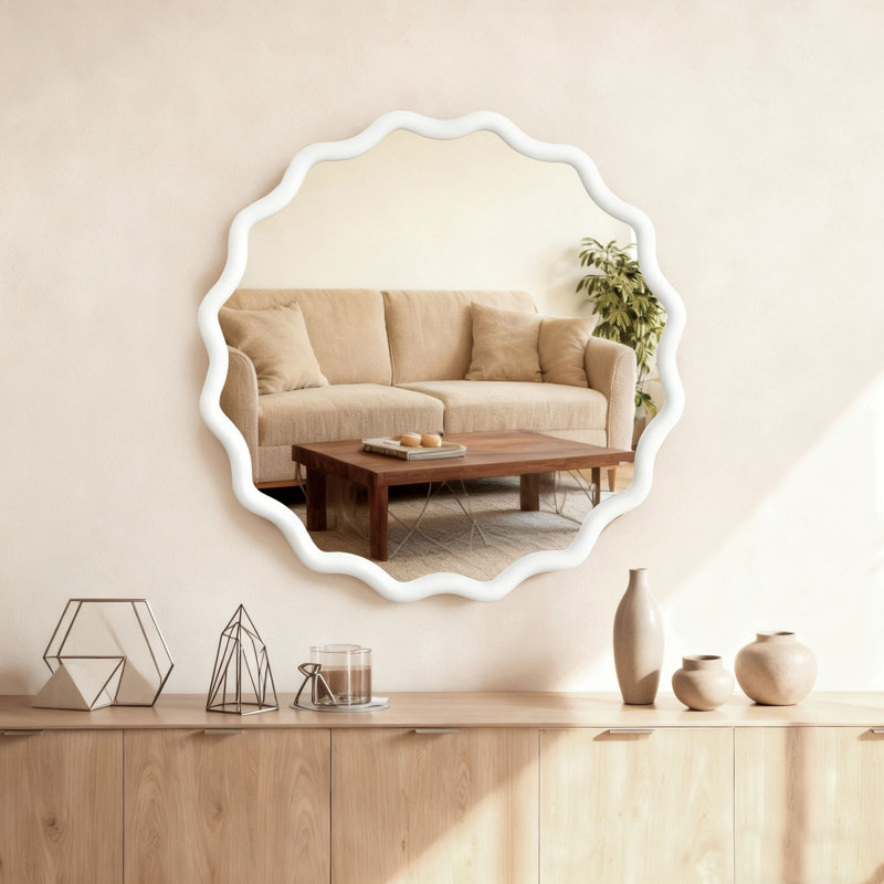 Miroir décoratif 30 pouces, Blanc, 30 po x 30 po