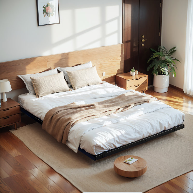 Modern Floating Bed With Smart LED Lighting, Queen