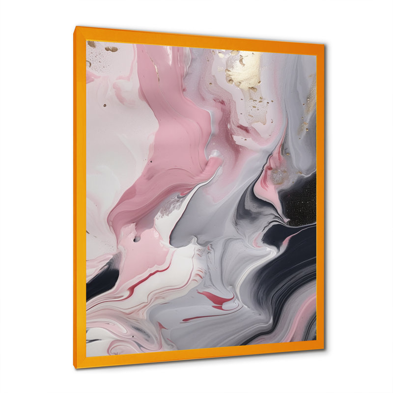 Marbre massif, œuvre d'art II - art mural abstrait en marbre, Impression dorée sur toile encadrée, H 32 po x l 16 po x P 1 po