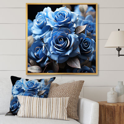 «Azure Blue Roses Arrangement Elegance IV», reproduction sur toile