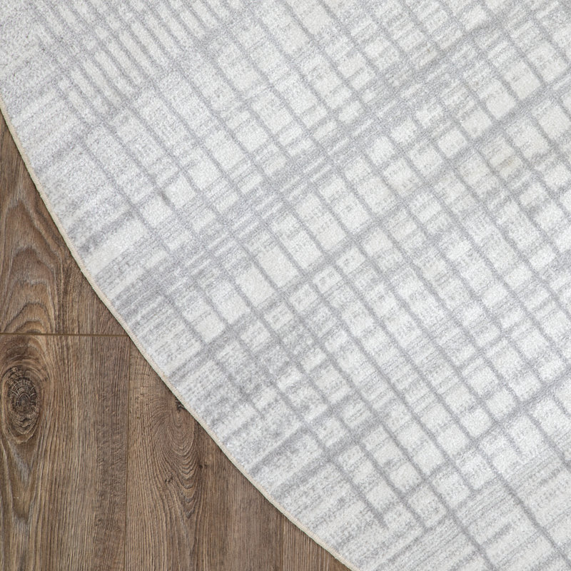 Tapis géométrique ivoire Aulika, Rond 8 pi