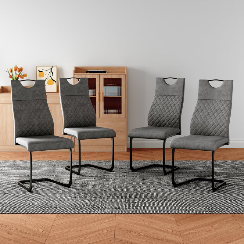 Bishaan Ergonomic Dining Chair With High Back, Comfortable Cushion And Metal Legs (Set of 4)