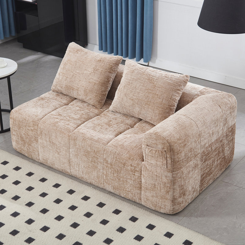 Canapé Chenille, canapé-lit modulaire idéal pour chambre à coucher, appartement et salon, Kaki