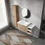 Meuble-lavabo moderne de 107 cm avec lavabo en résine et tiroir latéral - Étagère fonctionnelle en option