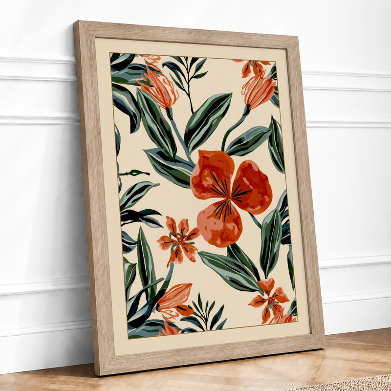 Scattered Blooms Botanical - Framed Print, Oak, A4 - 29.7 x 21.0 cm