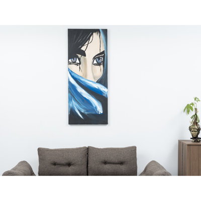 Toile bleue 47 po x 19 po, merveilles artistiques murales peintes à la main pour des intérieurs étonnants et des maisons magiques