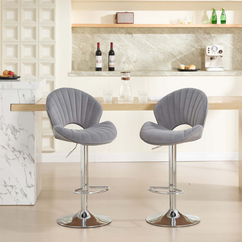 Ensemble de 2 tabourets de bar réglables avec dossier et repose-pieds, chaises de comptoir confortables pour la cuisine et le pub