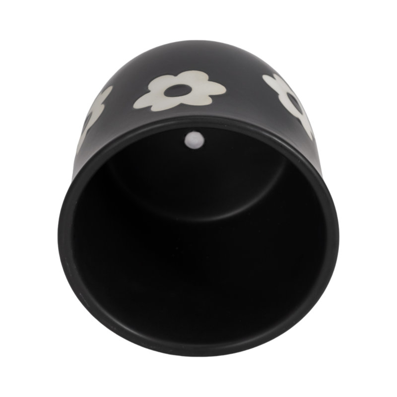 Sagebrook Home 6" Flower Power Planter, Black/White, Black White