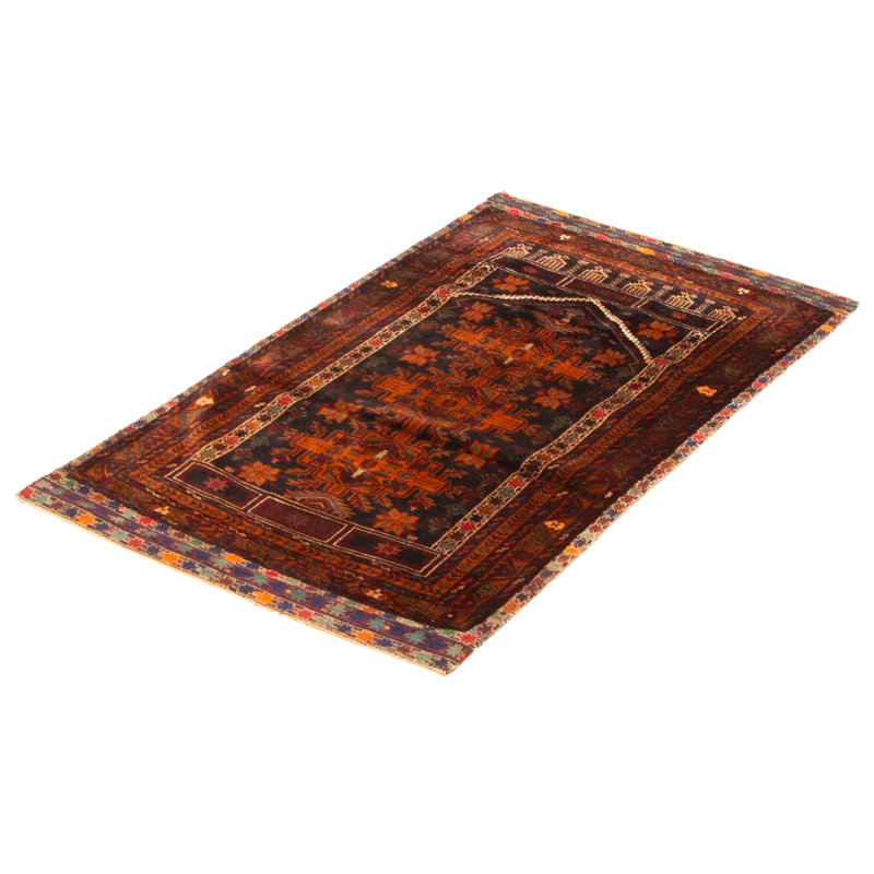 Tapis orange brûlé Teimani 3 pi 1 po x 5 pi 2 po
