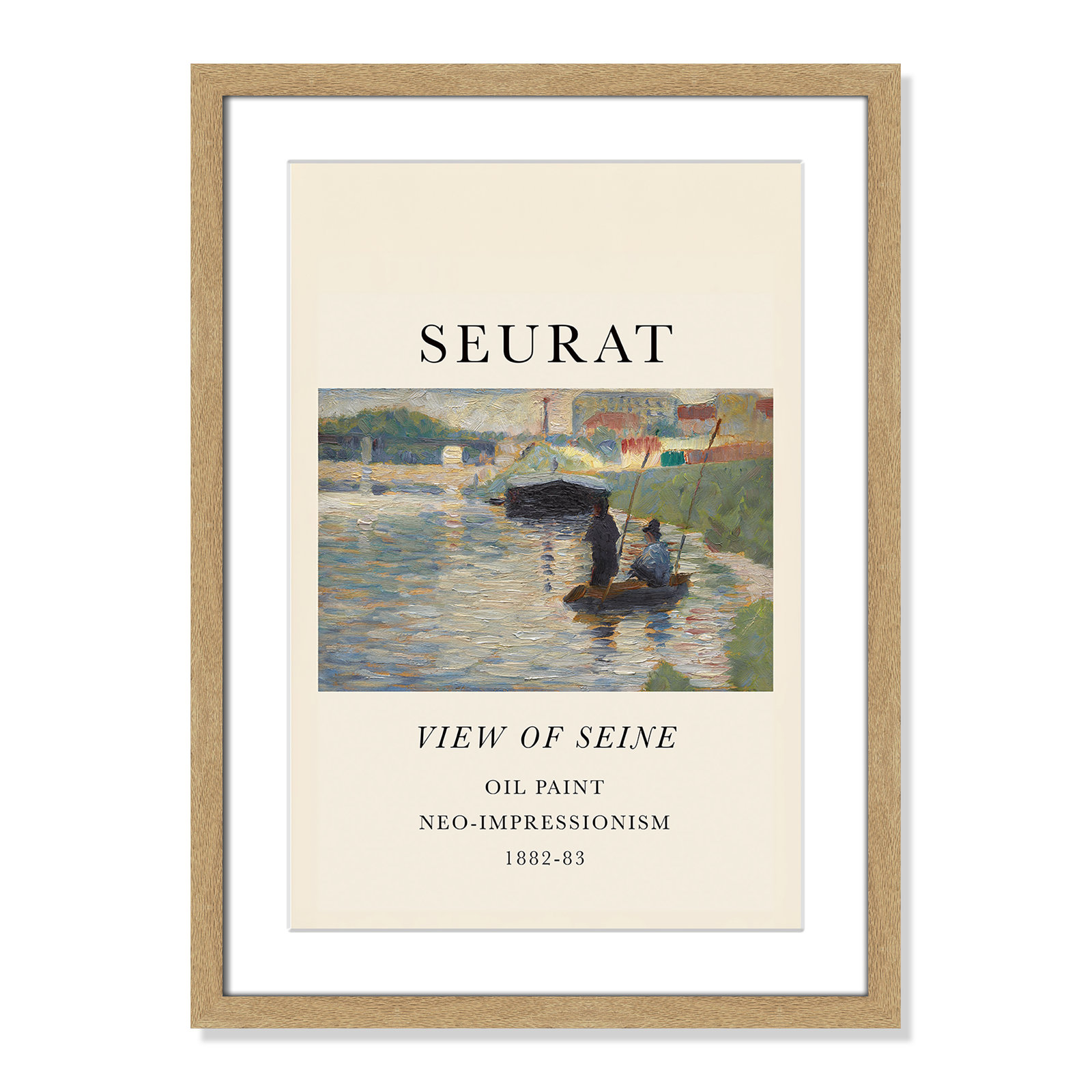 Old Masters Collection "View of Seine" Print, Natural Single Picture Frame, Yes, 23" H x 17" W x 1.25" D