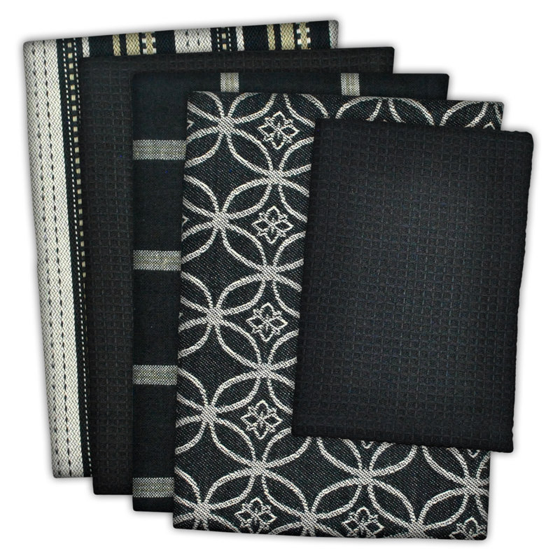 Cotton Waffle Dish Cloth Kitchen Towel, Black