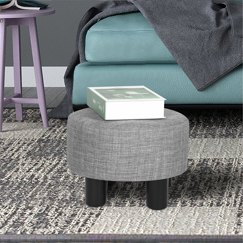Upholstered Ottoman, Gray Linen