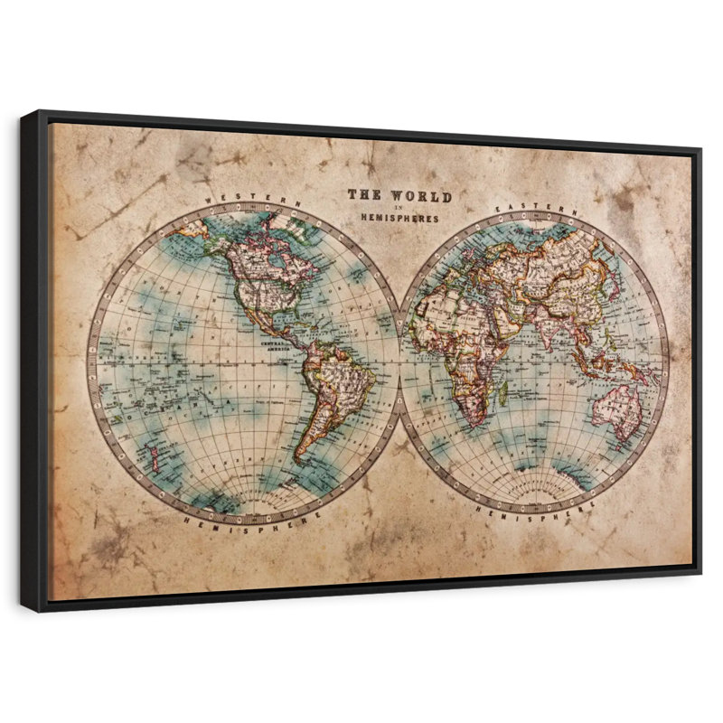 Aliaz Hemisphere Map, 21" H x 31" W