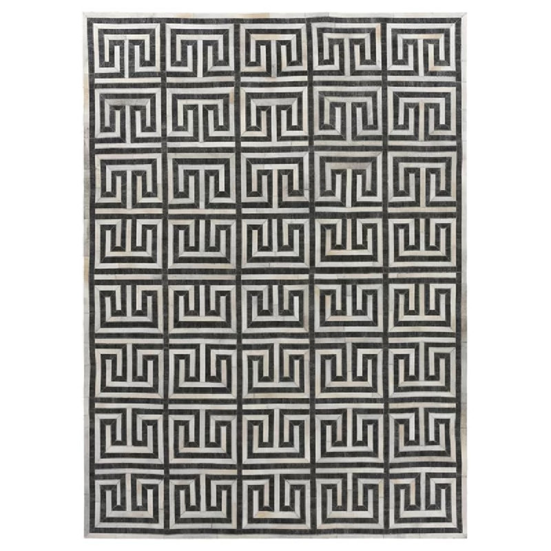 Berlin Geometric Area Rug in Charcoal/Ivory/Beige, Rectangle 13'6" x 17'6"