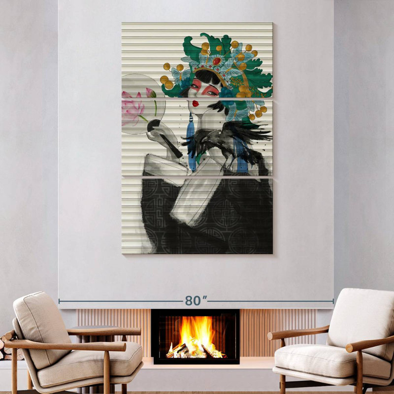 Portrait de femme japonaise Leisha, H 74 po x l 48 po