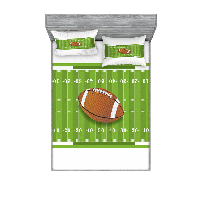 Ensemble de draps et taies décoratives de football Ambesonne, caramel pâle / vert lime