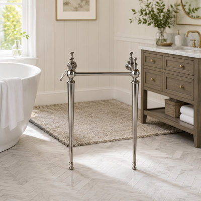 Pied de meuble-lavabo autoportant seulement, 23 po, argent