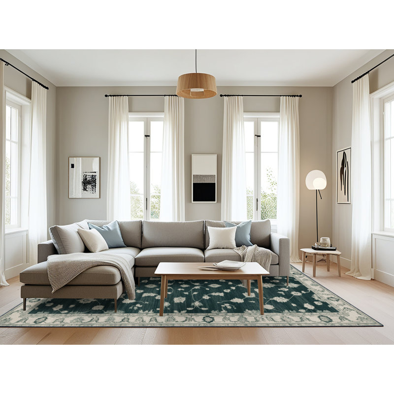 Machine Washable Overdyed Blue Area Rug, Rectangle 6' x 9'