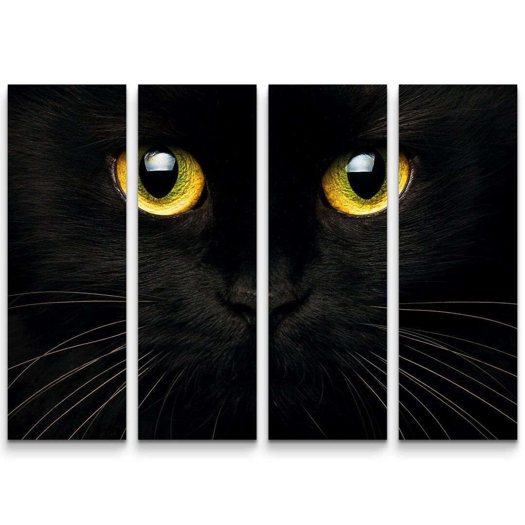 4-tlg. Leinwandbilder-Set Schwarze Katze