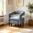 Modern Striped Accent Barrel Chair With Ottoman Set – Upholstered Armchair And Footrest, Blue And White Pinstripe Fabric, Mid-Century Inspired Design