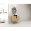 Meuble-lavabo contemporain de 76 cm avec lavabo en céramique artistique, comptoir en pierre artificielle blanche et portes à fermeture amortie.