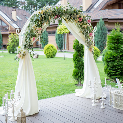 Large Wedding Arch Backdrop Stand Metal Arch Frame in White -  LUVODI, HQ-XJ141-HULU