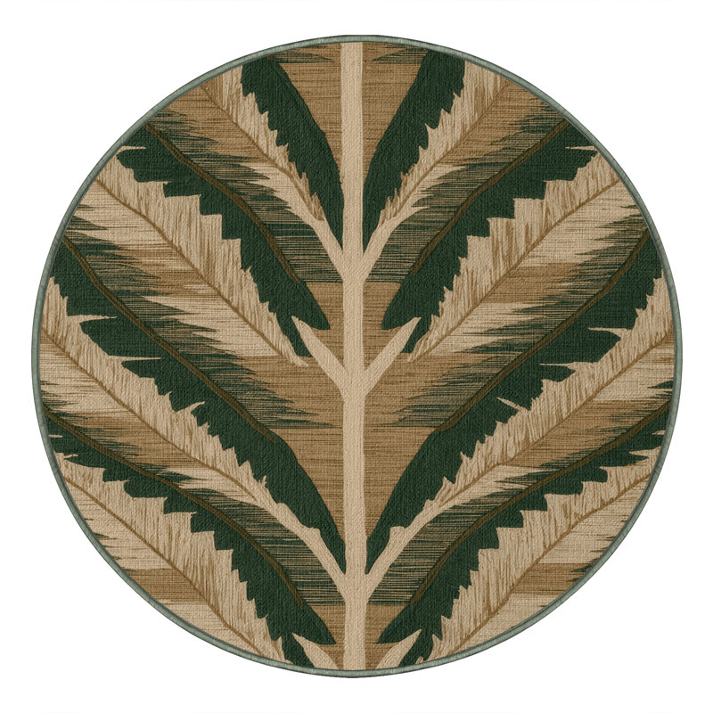  Tapis lavable hawaïen à feuilles Taro, Rond 8 pi