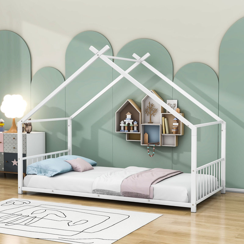 Lit plateforme en métal Scheinman, Blanc