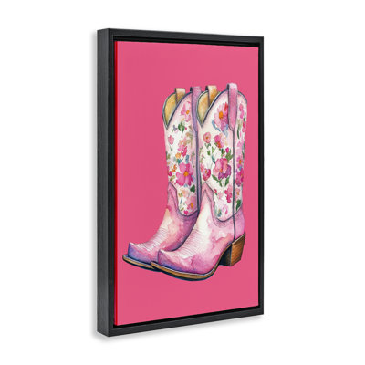Glam Cowgirl Boots on Pink Floating Frame, design by Lettered and Lined
