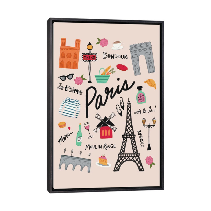 «City Love II» par Nina Seven - impression d'art graphique, H 26 po x l 18 po x 1,5 po, Toile avec cadre noir patiné