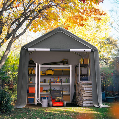 Quictent 8x10FT Carport Shelter with Roll-Up Mesh Windows & Reinforced Frame, Portable Garage Canopy for Motorcycle Storage, Dark Gray