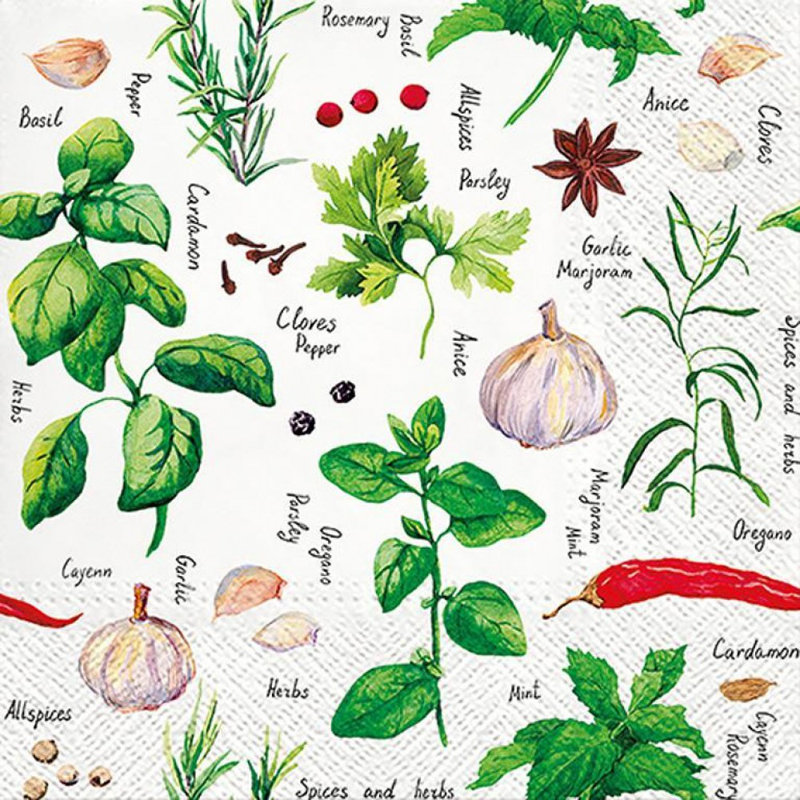 Ensemble de 20 serviettes d'épices et d'herbes