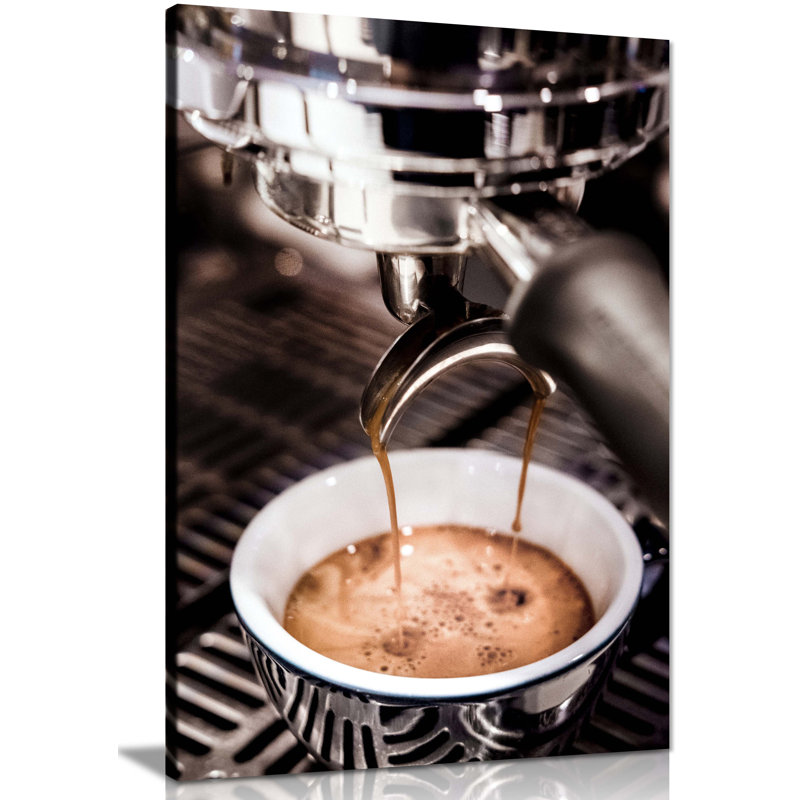 Dripping Espresso Coffee - Wrapped Canvas Print, 46cm H x 31cm W