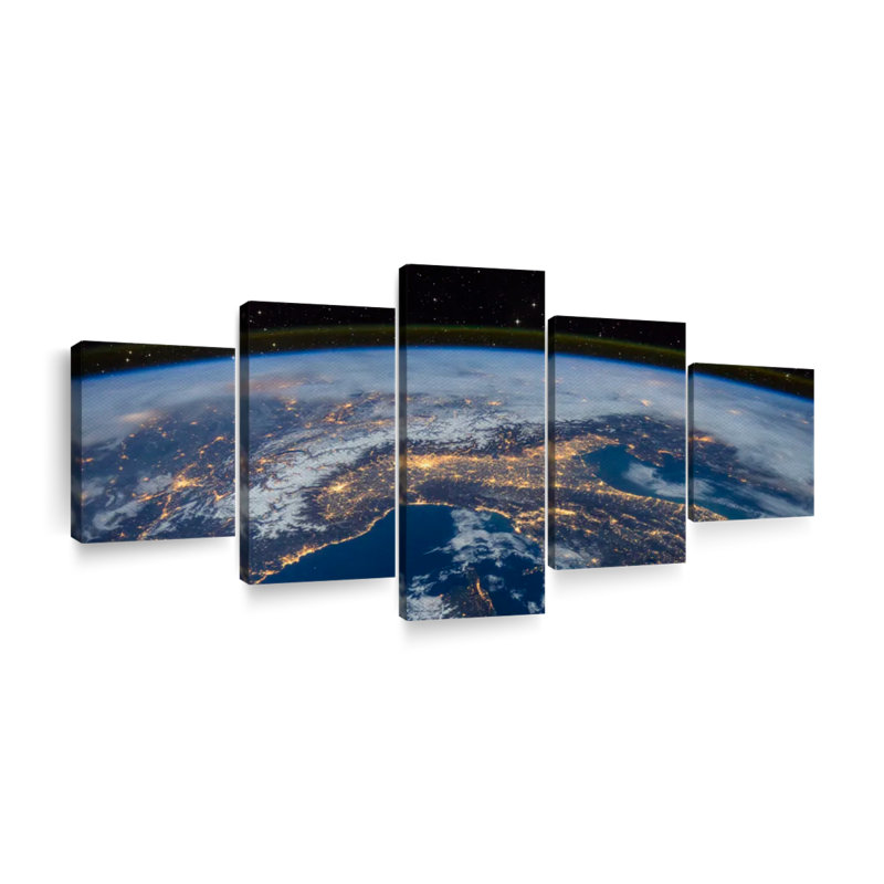 Earth Space View 5 pièces, H 24 po x l 55 po x P 1,25 po