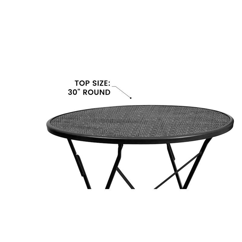 Coral Orange 30'' Round Steel Folding Patio Table